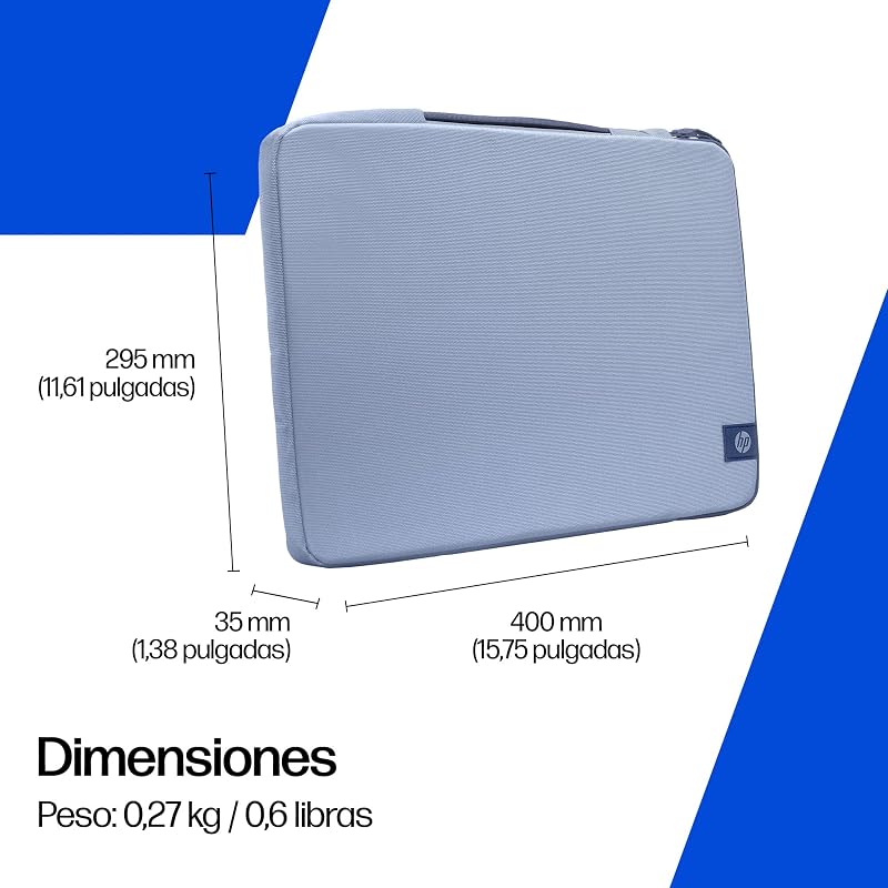 Capa protetora para portátil de 15-16 polegadas, almofadada à prova de choques, 600D resistente à água, com pega retrátil e bolso para acessórios, compatível com portátil até 16", cor azul claro