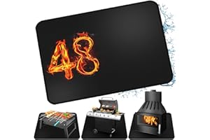 CHERAINTI Under Grill Mat for Outdoor Grill, Large 48 x 32 Inch Double-Sided Fireproof Deck and Patio Protector Mat, Oil-Proof Waterproof Indoor Fireplace Fire Pit BBQ Mat Grill Pad for Under Grill