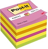 Post-it Neon Rainbow Cube Sticky Notes 325 Sheets 76 mm 4 Colors Pink