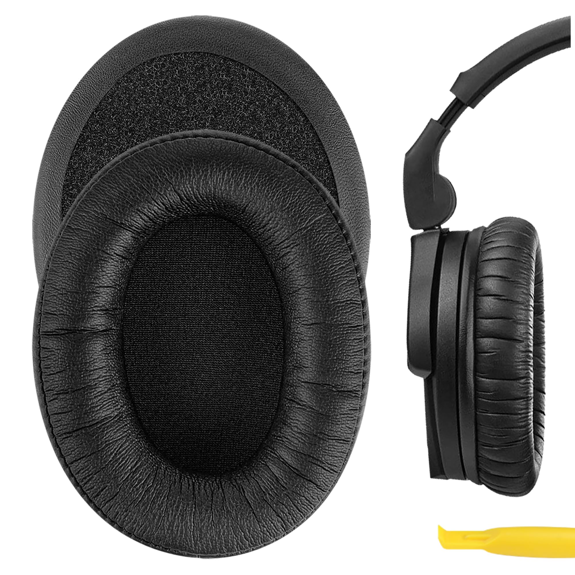 Geekria Leatherette Replacement Ear Pads for Sennheiser HD 280/ HD 280-Pro/HD 281, HMD 280/ HMD 281 Headphones Ear Cushions, Repair Parts with Video Guide (Black)