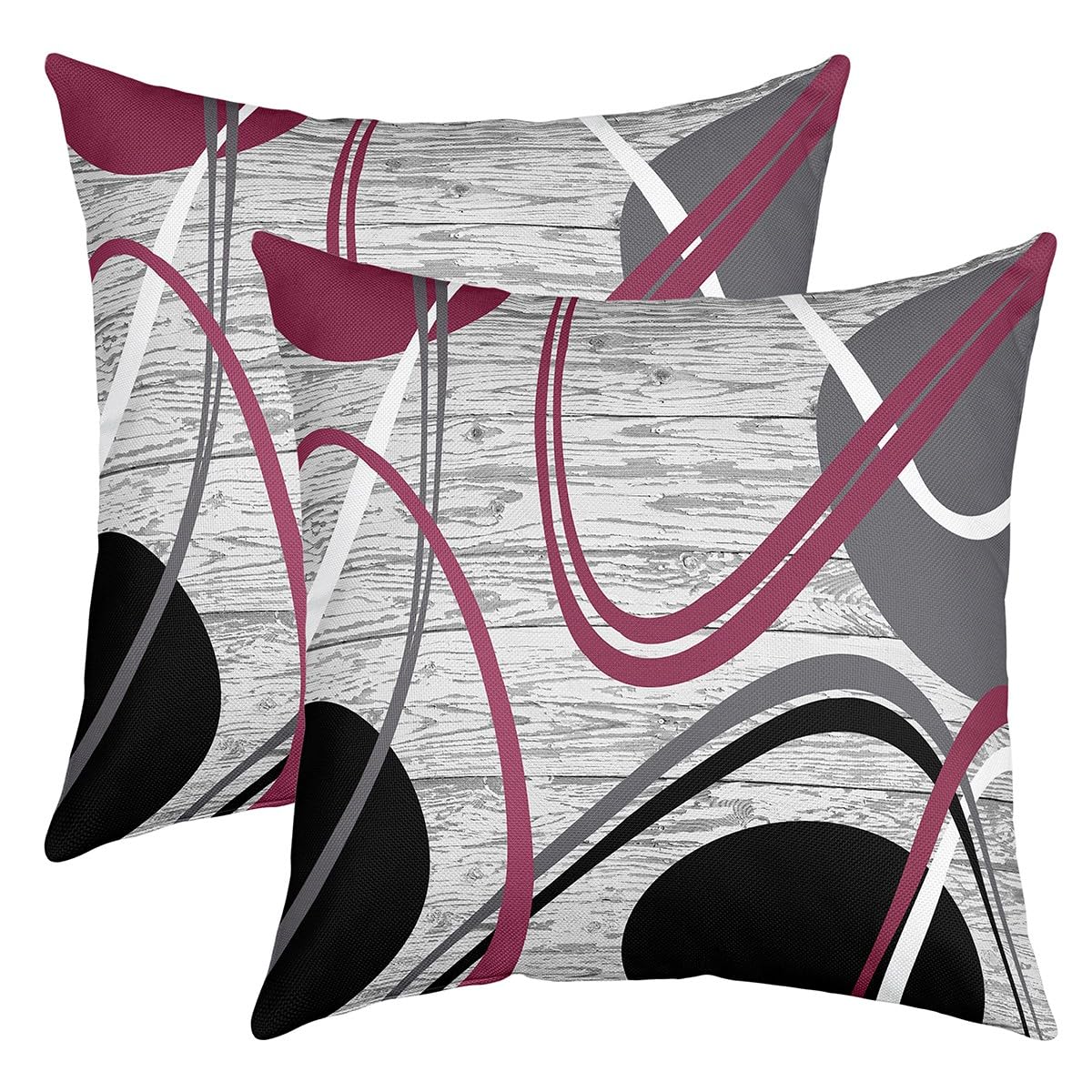 Homemissing Purple Black Grey Throw Pillow Covers 16x16 Inch Set of 2 Modern Wavy Circles Decorative Throw Pillowcases Modern Abstract Art Pillow Cases Cushion Covers Stripe Swirl Cushion Case