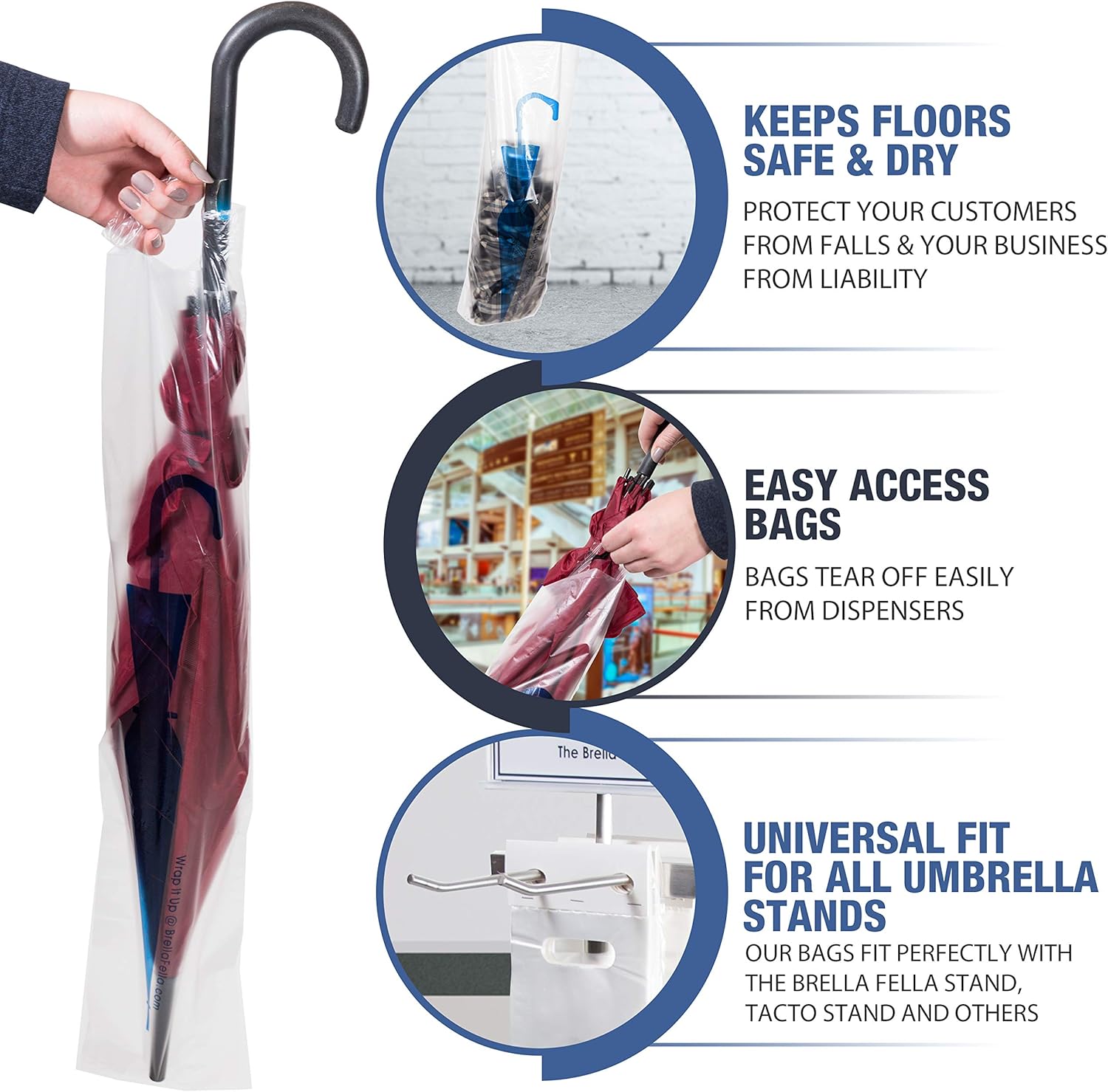 Brella Fella Universal Fit Wet Umbrella Bags 28″ Disposable Plastic