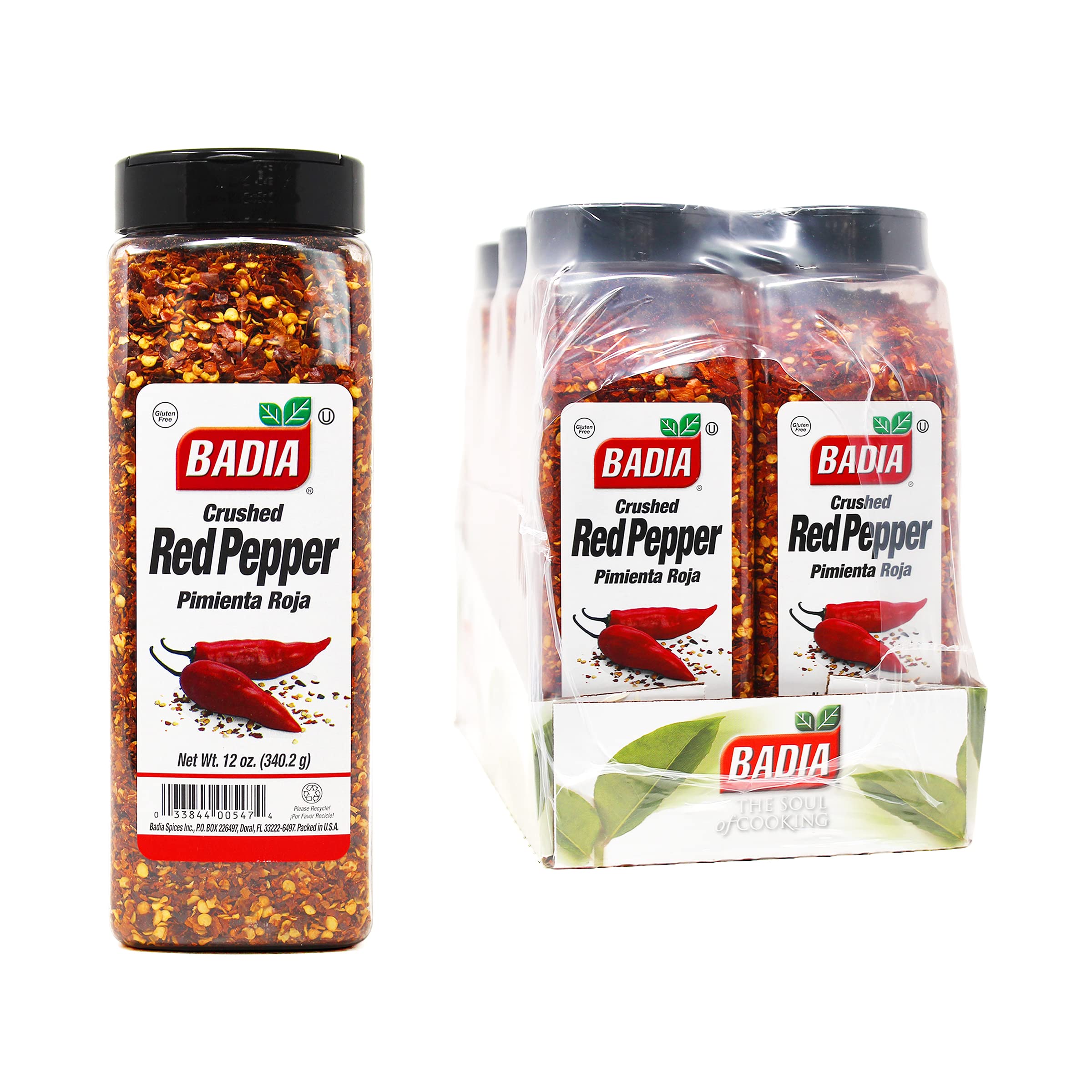 Badia Crushed Red Pepper 12 Oz (Pack of 6) – Dried and Crushed Red Chili Flakes for Cooking, Seasoning, and Topping