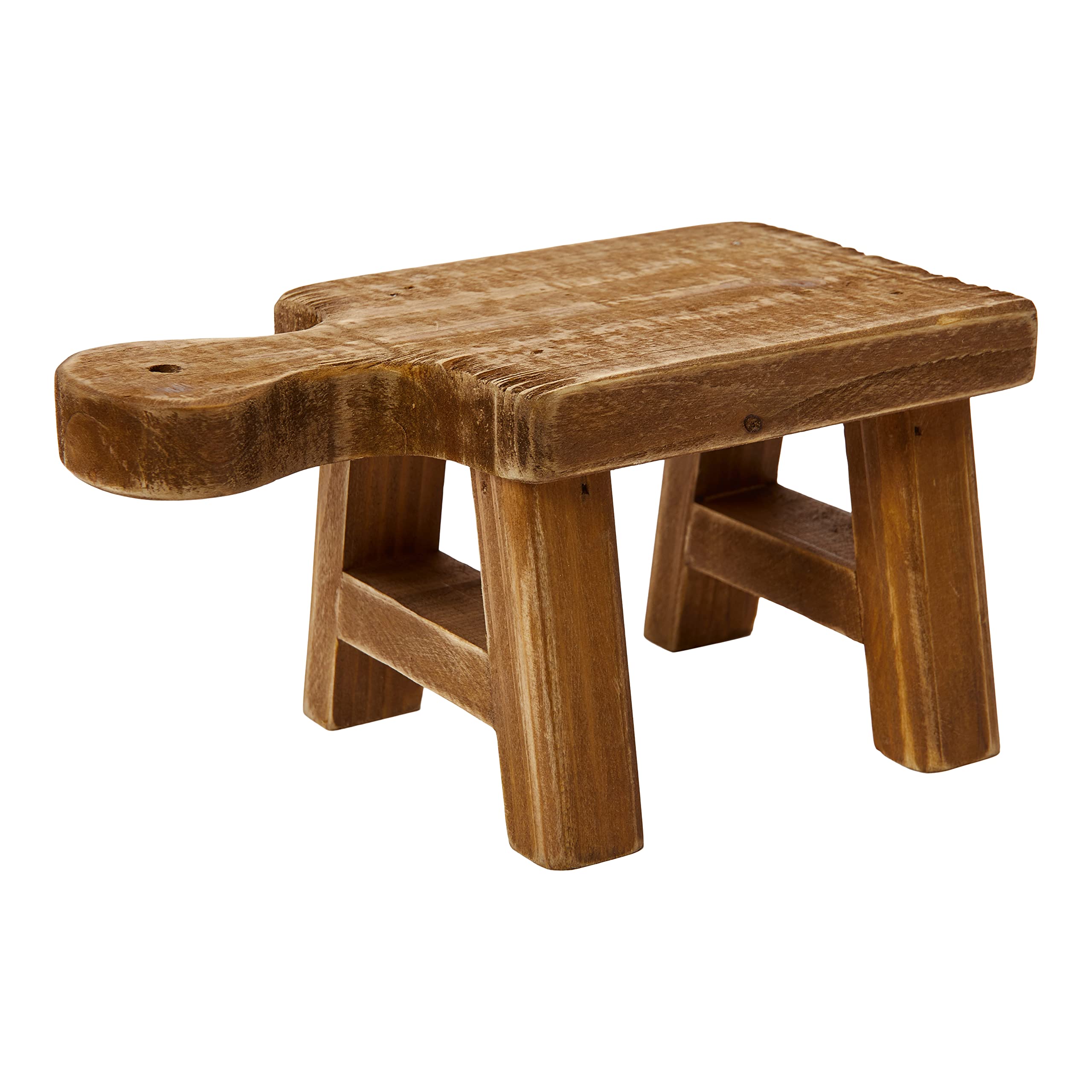 Creative Co-op DA6897 Wood Pedestal with Handle, Natural, Square