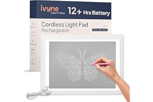 iVyne Rechargeable A4 Light Pad for Tracing & Weeding - LED Light Board for Weeding Vinyl - for Cricut Vinyl Weeding Tools - Ultra-Thin & Portable - Perfect for Artists & Crafters - White