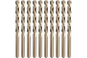 HARFINGTON 10pcs M35 Cobalt Twist Drill Bit 6.8mm(17/64") Dia High-Speed Steel Metric Drill Bit with Titanium Coating for Dri