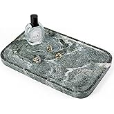 Koville Marble Tray, 12"x8" Natural Marble Vanity Tray for Countertop Bathroom Kitchen Dresser, Marble Catchall Trays for Perfume Jewelry, Decorative Rectangular Tray Home Decor(Green)