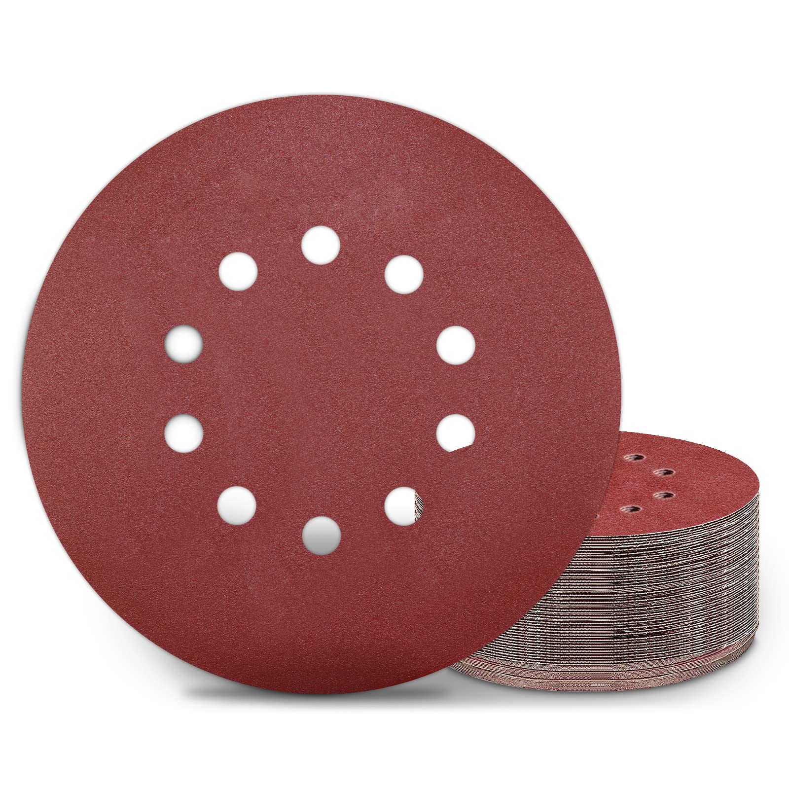 KONGMING 25 Pcs 225mm Sanding Discs Grit 240 9 inch Sanding Discs 10 Hole Hook and Loop for Drywall Sander