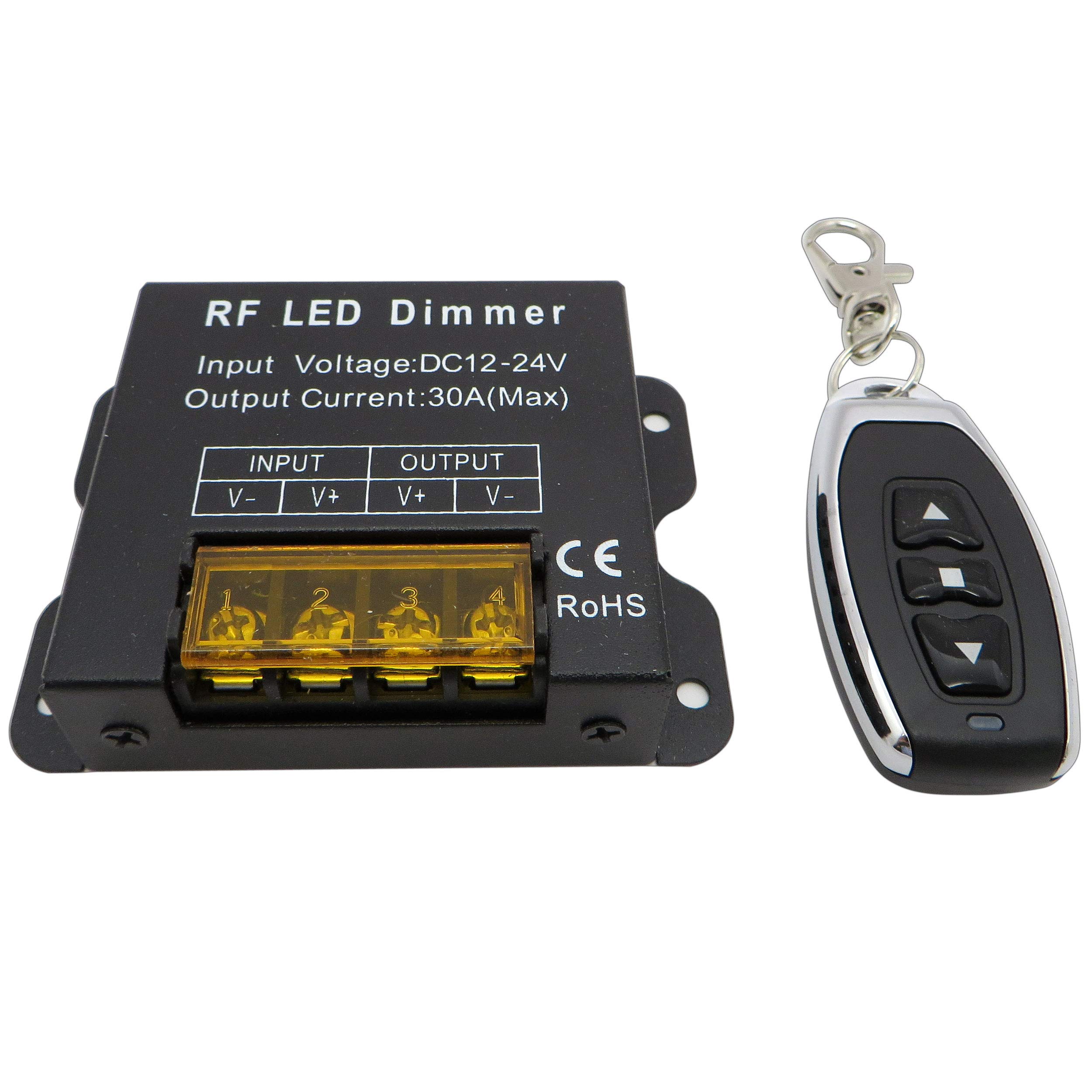LED Wireless Dimmer / Switch 12 V DC Voltage with Remote Control for All Dimmable LED Bulbs with Plug and Socket (Wireless Dimmer Black 30 A)