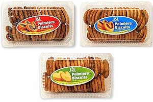 Belevini Palmiers Biscuits Light and Flaky Puff Pastry Variety of Tastes 300g/10.58 Oz, Kosher, Tasty and Sweet Biscuit (Pack of 1)
