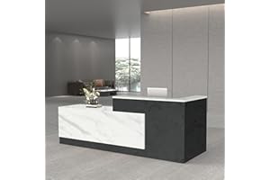 YTElantivo L-Shaped Reception Desk with Counter and Lockable Drawers and Storage,Modern Front Desk Reception Counter for Checkout, Lobby, Beauty Salon (Cloud Black_I, Left_78*24 * 41IN)