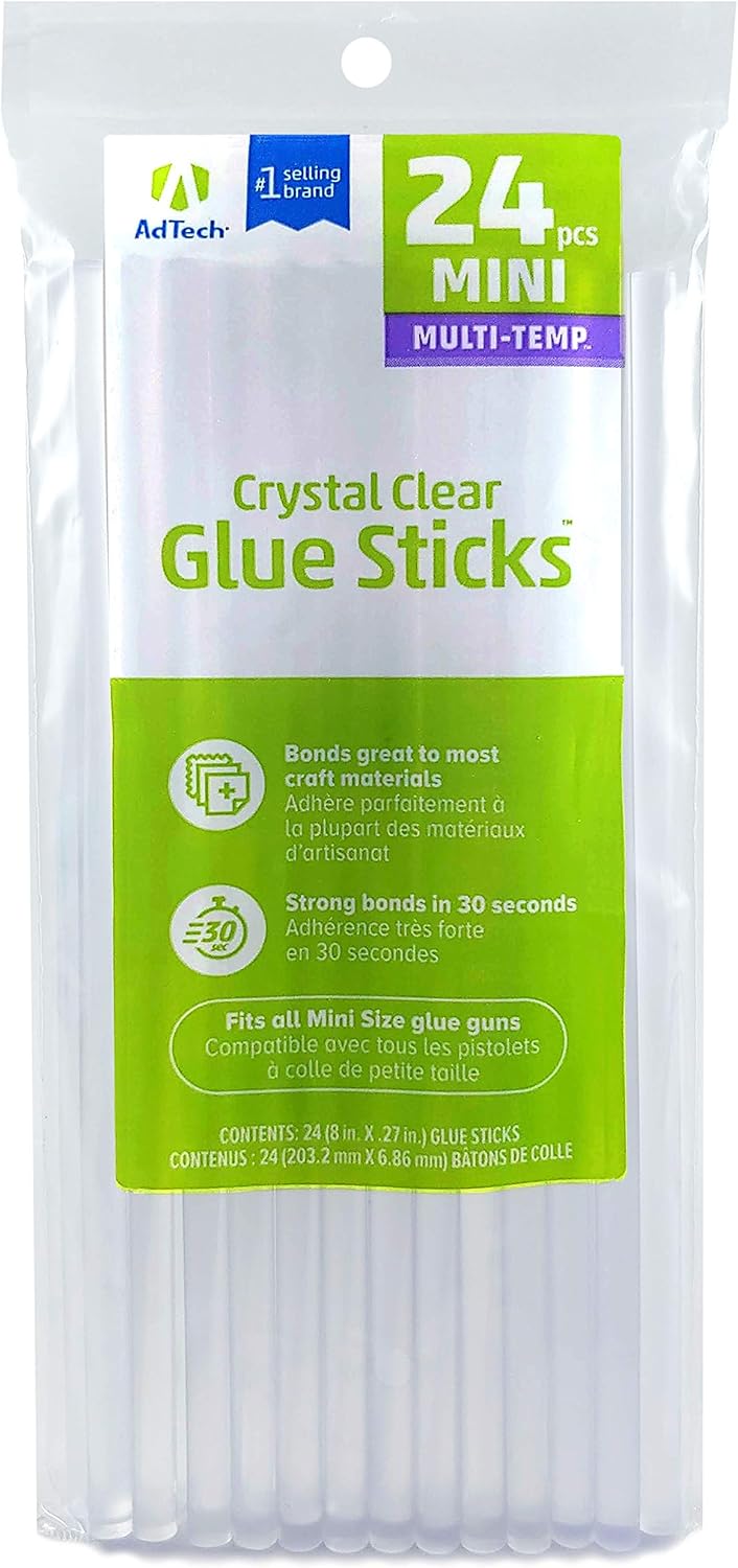 AdTech 8" Mini Hot Glue Stick-24pk, Part# W220-3824: Home & Kitchen