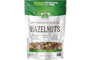 NOW Foods, Real Food, Dry Roasted & Unsalted Hazlenuts, Non-GMO, Vegan, Grown in the USA, 16 oz (454 g)