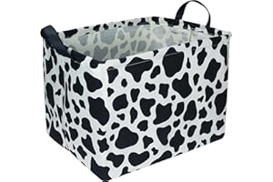 NTAOHAMPER Rectangular Cow Storage Basket,Waterproof Cowprint Box with Handles for Bedroom,Baby Room Decor,Gift Basket for Cow Lovers,Collapsible Kids Toys Bin(Cow)