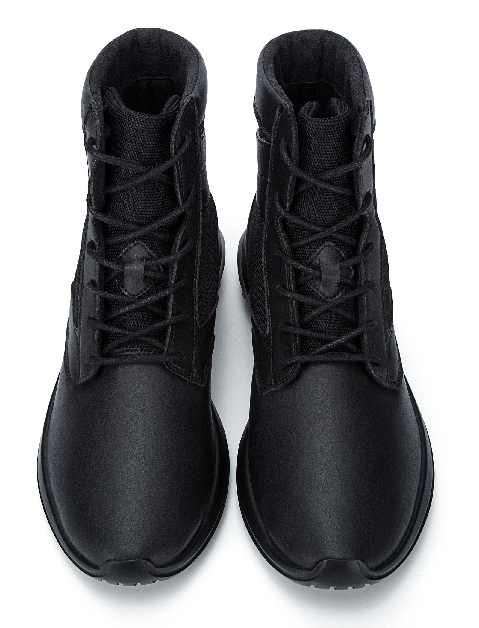 Mens Womens Unisex Ankle Boots Lace Up Cushioning Black Leather Winter Snow Shoes (4 UK, Black)