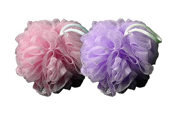Cion Bath Sponge | Ultra Soft Exfoliating Loofah-Sponge-Scrub-Pouf for Shower (Pink & Purple)