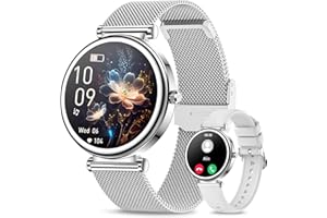 FITONCLOUD Small Smart Watch for Women with Bluetooth Call, 1.27” Ladies Smart Watch,120+ Sports Modes Step Counter Fitness Watch, HR/BP/SpO2 Sleep Monitor, IP68 Waterproof Smartwatch for Android/iOS Silver