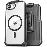 Encased MAG Case Designed for iPhone 16e Belt Case with Holster Clip (Compatible with MagSafe) Black/Clear