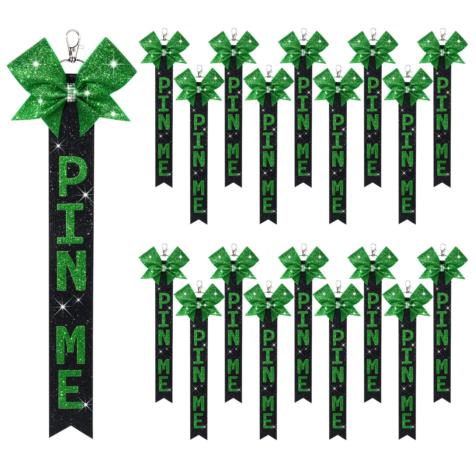 Photo 1 of 12 PCS Cheer Pin Me Ribbon for Cheer Bag Bow Keychain with Rhinestones Bow Pin Me Cheer Competition Teen Girls Cheerleading Sports Accessory