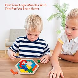 Coogam Wooden Hexagon Puzzle for Kid Adults - Shape