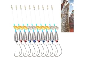 10 Pcs Texas Rig Fishing Kit with Rotating Fishing Crank Hook - Includes Weight and Rigged Line for Optimal Saltwater and Fre
