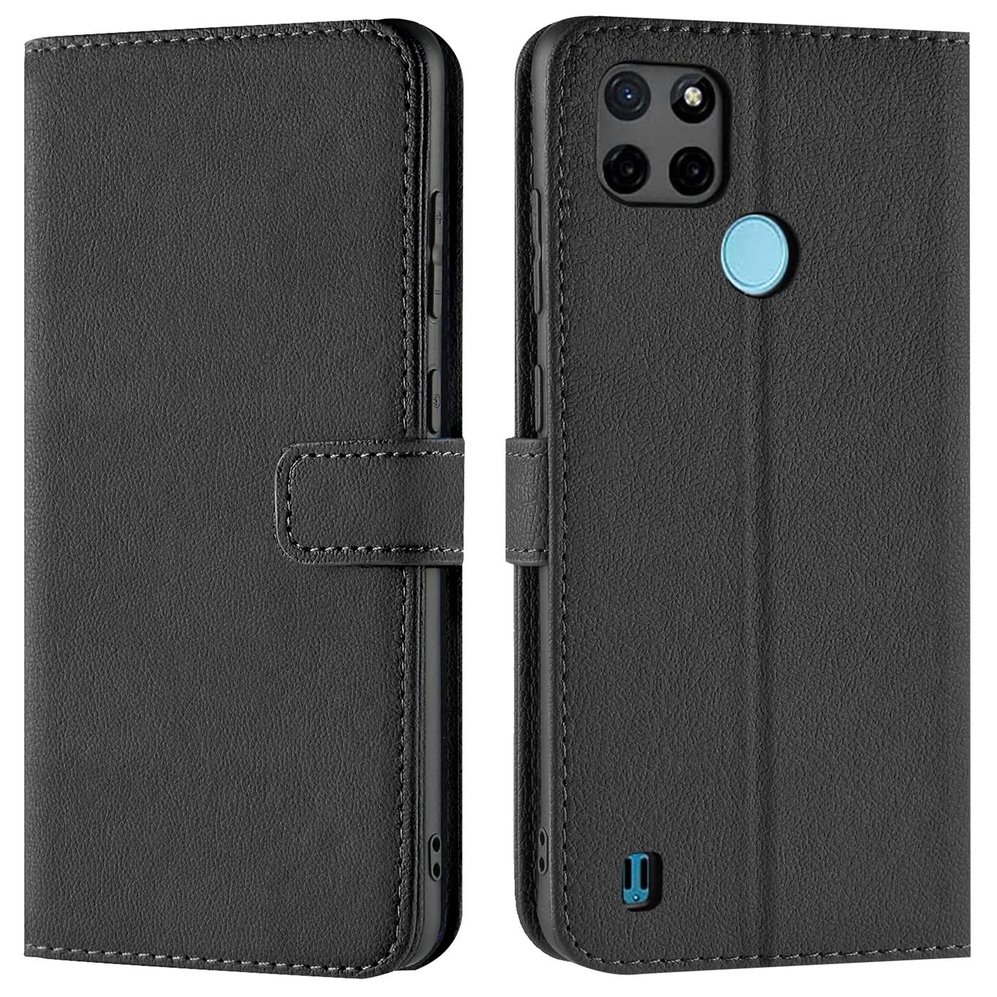 Verco Wallet Case for Realme C25Y, C21-Y Book Cover with Magnetic Closure compatible with Realme C25Y / C21-Y Flip Case with Card Slots Faux Leather - Black