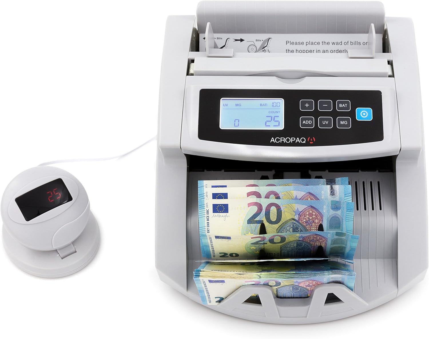 ACROPAQ F9, contadora de billetes con detección de billetes falsos