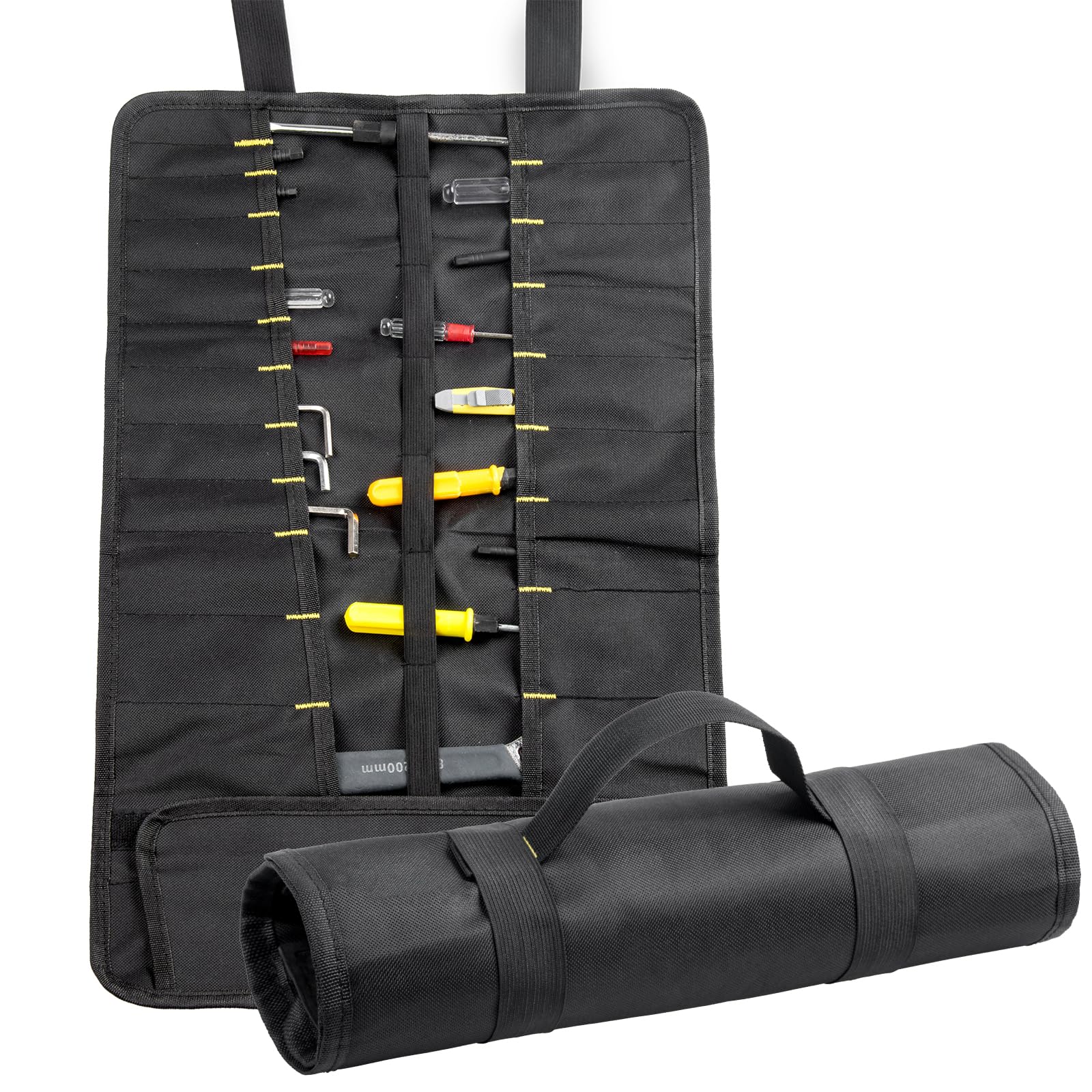 Tool Roll Organizer,Pockets Tool Bag Roll,Wrench Pouch Organizer for Car/Motorcycle/Mechanic Tools,Premium Oxford canvas Made,Without Tools