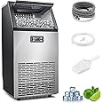 ZAFRO Commercial Ice Maker Machine 200lbs /24H,Stainless Steel Under Counter Ice Machine with 48lbs Storage Ice Bin,Freestanding Ice Maker for Restaurant/Bar/Cafe/Home