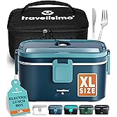 TRAVELISIMO Extra-Large Electric Lunch Box Food Heater 1.8L for Big Meals Heated Lunch Box for Men 100W Stainless Steel Porta