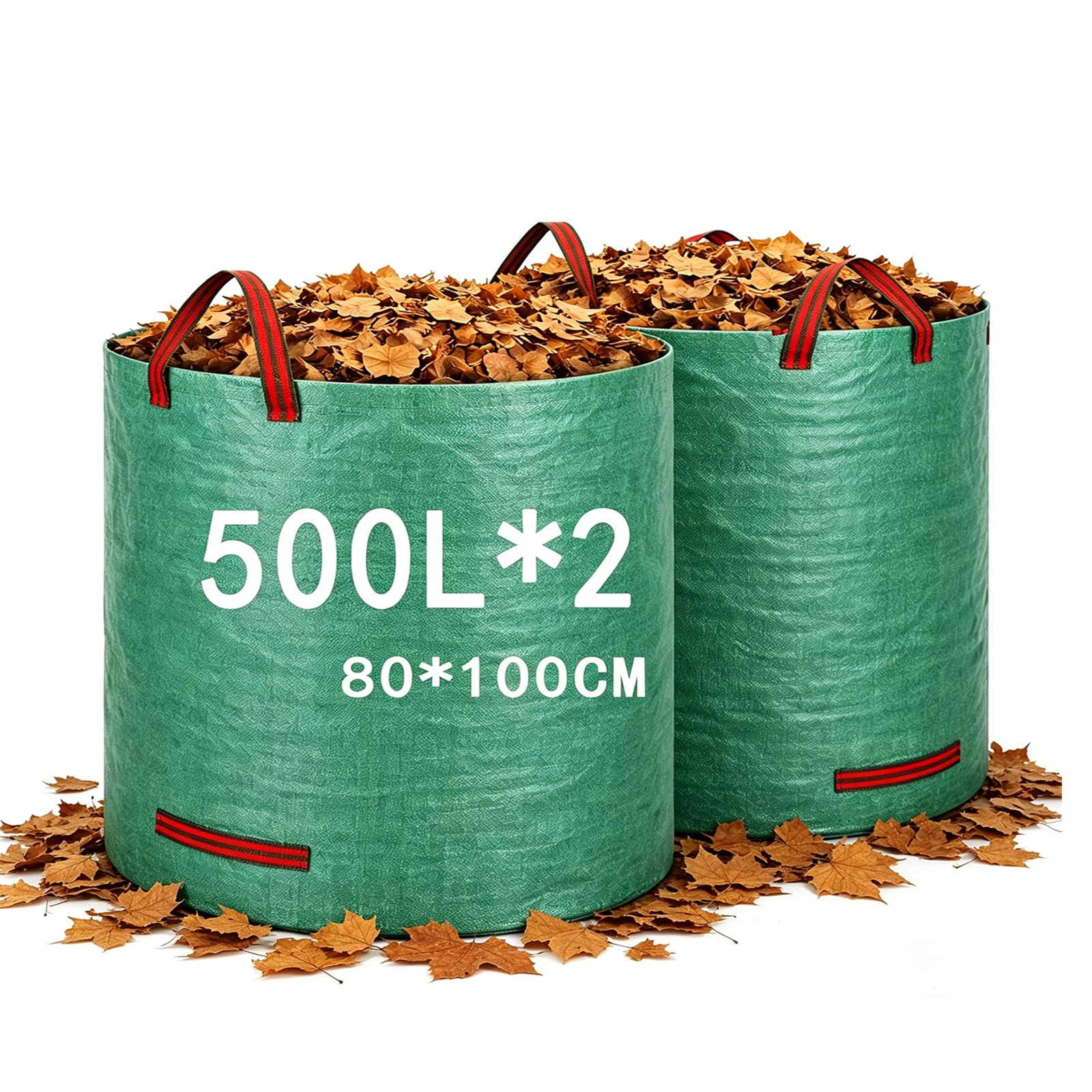 GJWLaie Garden Waste Bags 500L x 2 Heavy Duty Garden Bags Reusable Garden Sacks with Handles Collecting Garden Waste Plant waste grass and Leaves Foldable Camping Recycling Bags