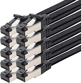 1aTTack.de Cat 8 Flat Black 0.5m Ethernet LAN Cable 40Gbps 2000MHz RJ45 10 Pack view 1