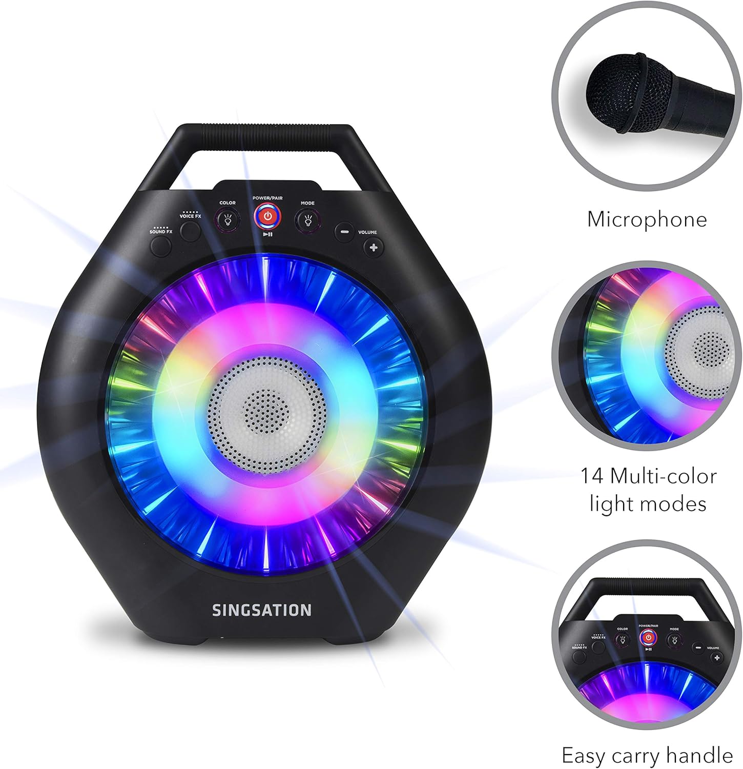 Portable Karaoke Machine for Kids & Adults - Singsation Burst Deluxe - Comes w/Mic, Phone Stand, Color Changing Light Ring & Works via Bluetooth – No CD Needed - YouTube Your Favorite Karaoke Songs
