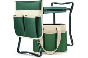 AZBESTPRO Garden Stool and Kneeler,Foldable Gardening Bench with Tool Bag Pouch EVA and Garden Gloves,Garden Kneeler and Seat Gardening Gift for Women Men