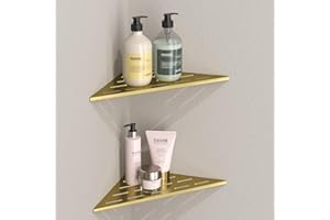 DAYONE Corner Shower Shelf Gold 2 Pack 10", Bathroom Corner Shower Organizer Shelf for Tiled Wall, SUS304 Stainless Steel Rec