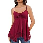 TAIPOVE Lace Camisole Tops for Women Peplum Spaghetti Strap Tank Baby Doll V Neck Sleeveless Cami Going Out Shirts
