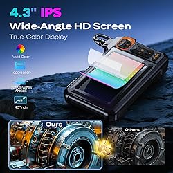 Endoscope Borescope Camera with Light, 4.3" IPS