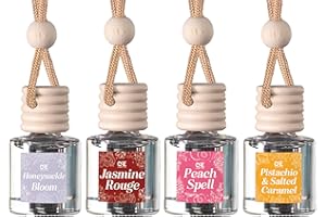 CE Craft Hanging Car Air Freshener – Fragrance Oil Diffuser with Essential Oils – Long-Lasting Aromatherapy Scents for Automobiles – 4 Pack, Designer