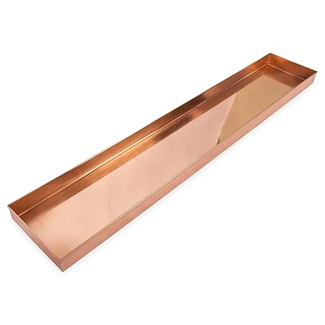 Achla Designs Long Copper Rectangular Windowsill Plant Tray 29 In