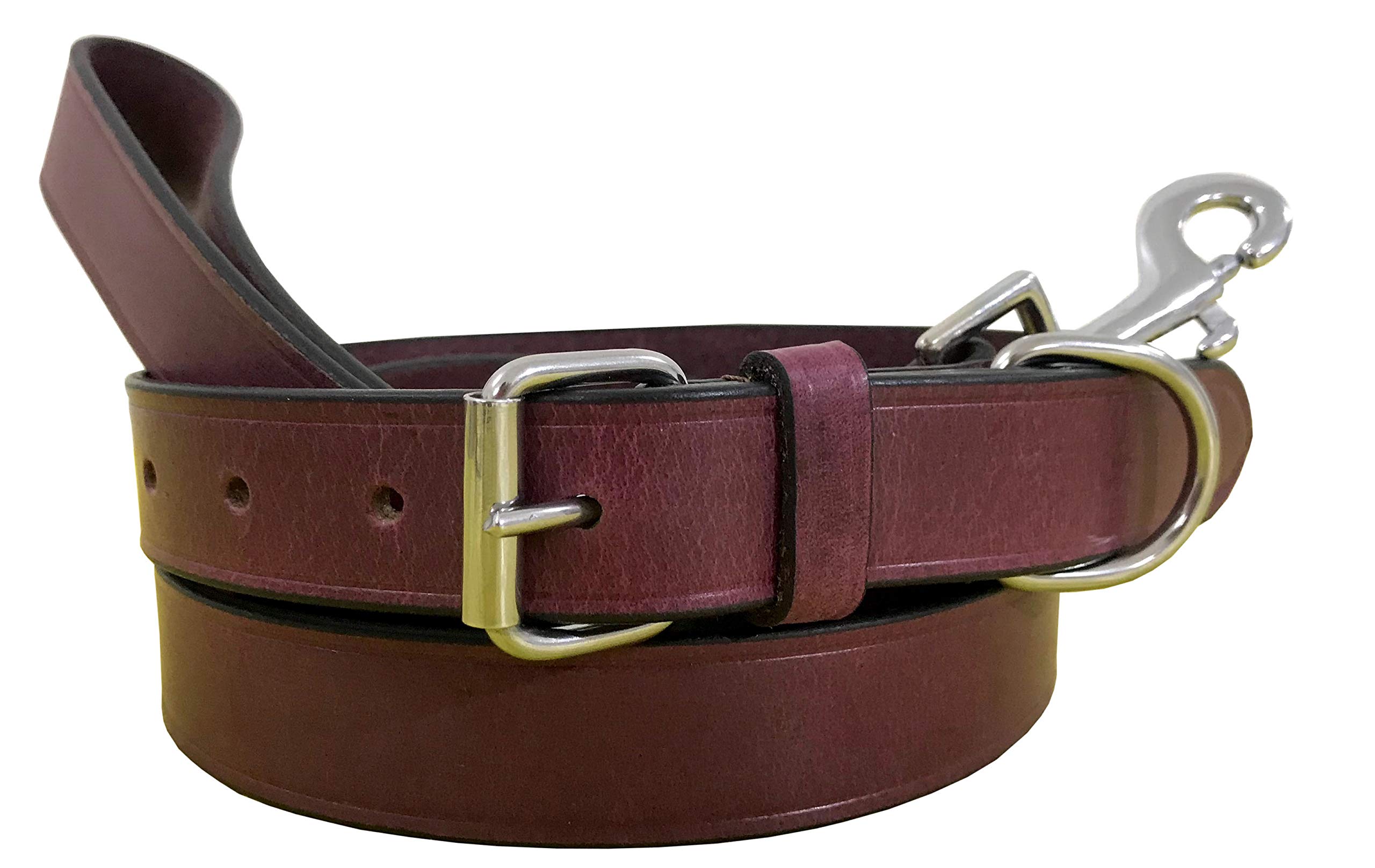 BRADLEY CROMPTON Genuine Leather Matching Pair Dog Collar and Lead Set L