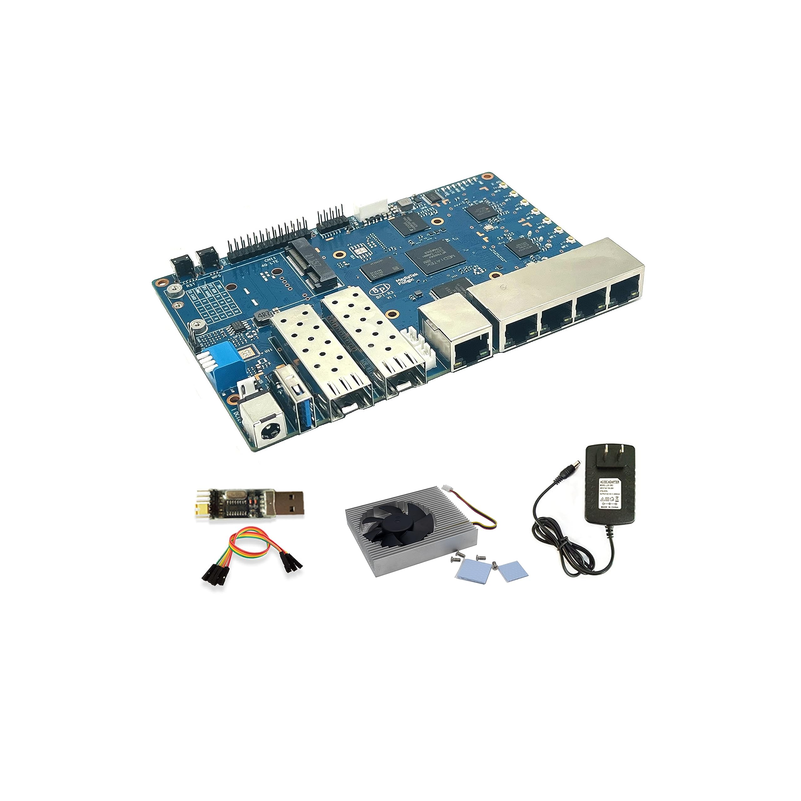 Banana Pi BPI-R3 Wi-Fi 6 OpenSource Wireless Dual-Band OpenWRT Router Board with MediaTek MT7986(Filogic 830),Support 5X GbE and 2X 2.5GbE SFP