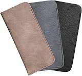 Hifot Leather Eyeglasses Case 3 Pack PU Soft Pouch Reading Glasses Bag view 6