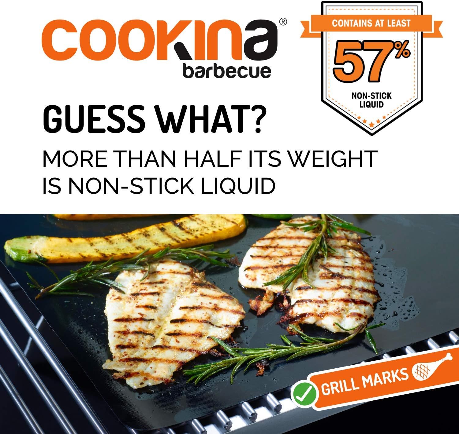 COOKINA BBQ Reusable Mat-100% Non-Stick, Easy to Clean Grilling Sheet for Smokers, as Well as Gas, Charcoal and Electric Barbecues, Single Pack, Black: Kitchen & Dining