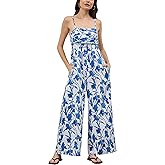 Sujama Summer Wide Leg Jumpsuits Women Casual Boho Spaghetti Strap Sleeveless Long Rompers 2025 Cute Trendy One Piece Outfits