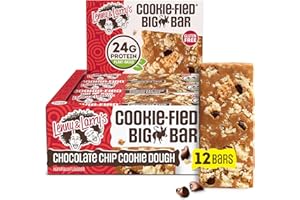 Lenny & Larry's Cookie-fied BIG BAR – Chocolate Chip Cookie Dough Vegan Protein Bars 12x90g – Healthy Snacks, 24g Plant Protein & 10g Prebiotic Fiber – Gluten free Power Bar, Keto Friendly & Vegan