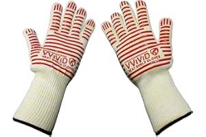 VViViD Heavy-Duty High Heat Resistance Silicone Grip Long Protective Gloves for Ovens, Grills & Smokers