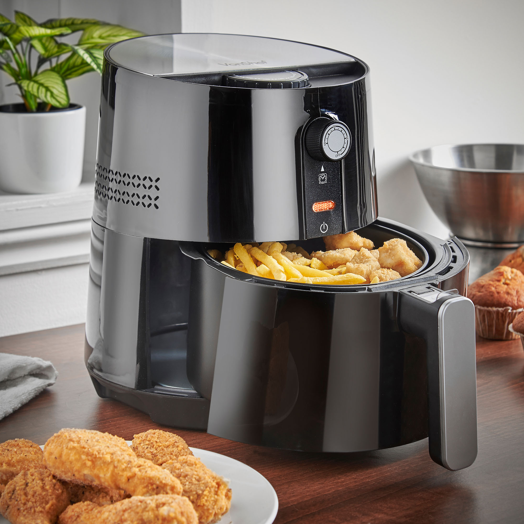 VonShef 3 Quart Electric Hot Air Fryer, Oil Free Healthier Alternative to Deep Frying