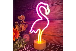 BERNICEKELLY Flamingo Light Neon Sign, Pink Flamingo Gifts for Women, USB or Battery Operated Pink Flamingo Neon Signs for Bedroom Birthday Wedding Party Gifts Girls Room Decor (White+Pink+Yellow)