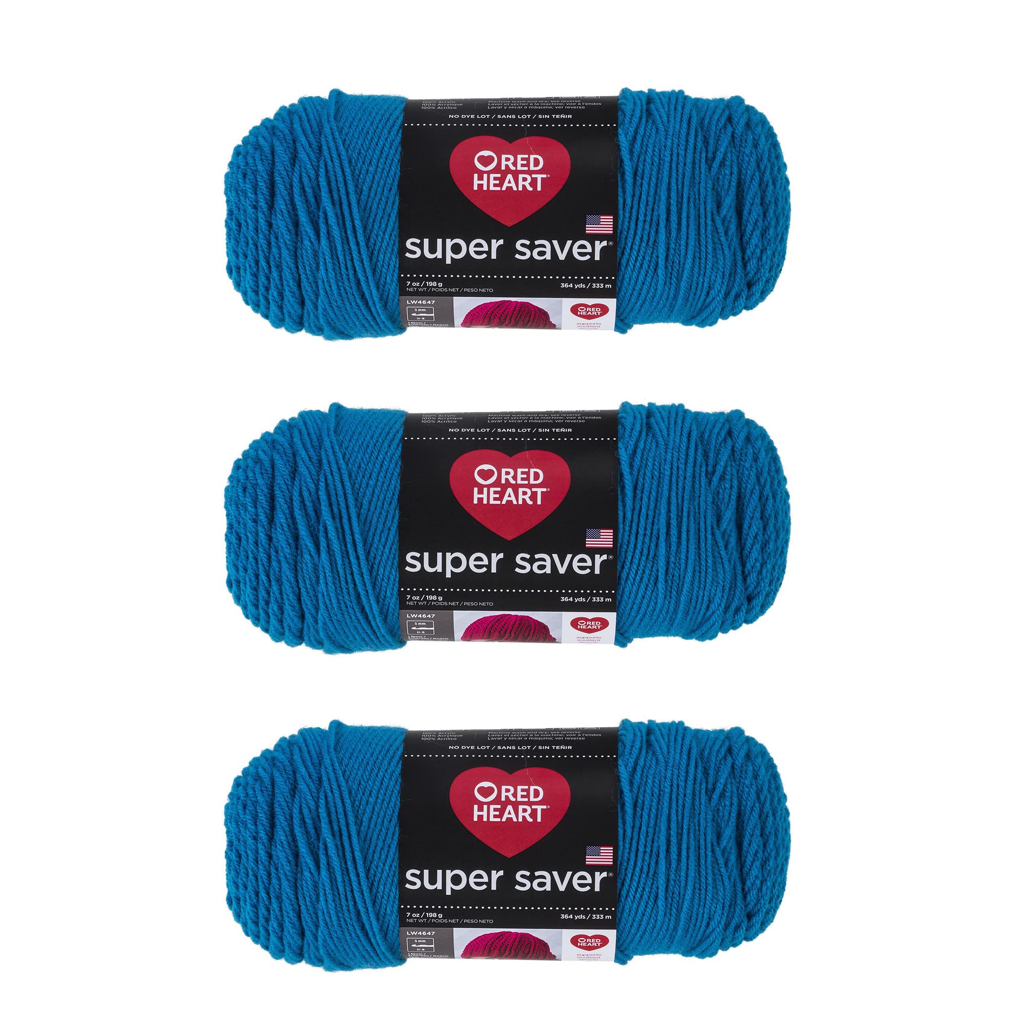 Red Heart Super Saver Pack of 3 - Pool - 7oz/198g - Acrylic - 4 Medium (Worsted) - 364 Yards - Knitting, Crocheting, Crafts & Amigurumi — image 1
