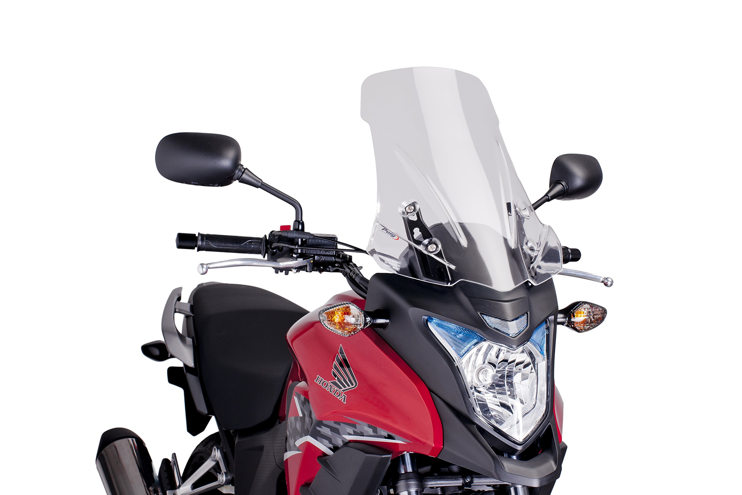 Puig 6480W High and aerodynamic Touring windscreen in 4 mm CN acrylic with rounded profile, flat upper area and deflectors that improve protection, Clear